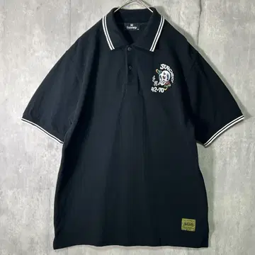 레어 Subciety 스컬 자수 피케 셔츠 블랙