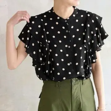 저널 스탠다드 리룸 도트 프린트 프릴 블라우스