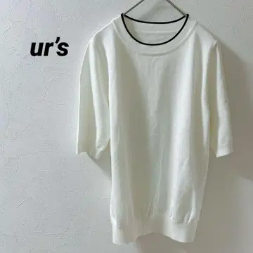 Yours 화이트 반팔 니트 심플 무지 S 사이즈