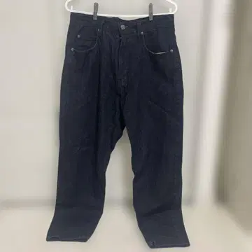 다크 블루 스트레이트 레그 데님 팬츠