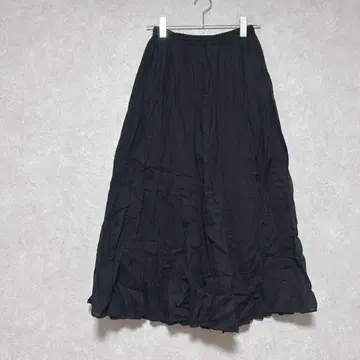 이에나 롱 스커트 플레어 스커트 편안한 코튼 100% 블랙 36