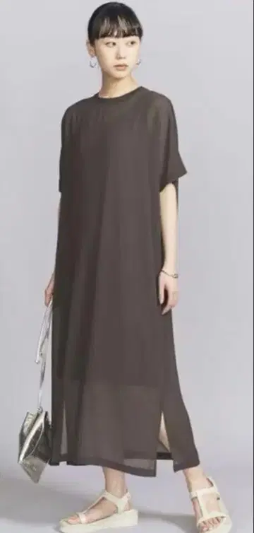 당일 발송! 유나이티드 애로우즈 쉬폰 레이어드 돌먼 슬리브 원피스