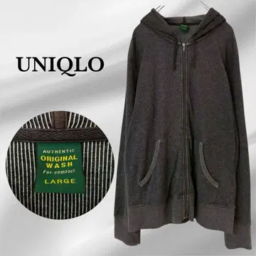 유니클로 'UNIQLO' 후드티 [M] 다크 그레이 집업 긴팔 무지