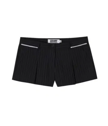 CRANK SEOUL 블랙 스트라이프 숏 팬츠