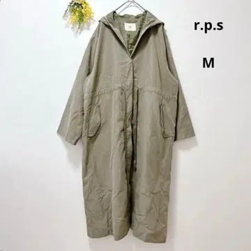 r.p.s 트렌치코트 후드 부착 롱 허리 쉐이프 카키 M