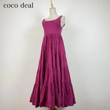 cocodeal 인도 면 슬리브리스 티어드 원피스