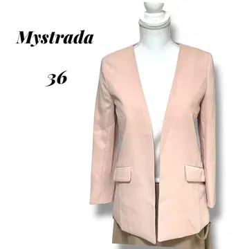 새상품급 Mystrada 마이 스트라다 노카라 자켓 핑크 36 S