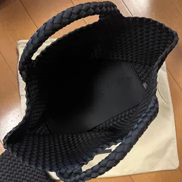 나게디 블랙 뜨개질 토트백 파우치 포함