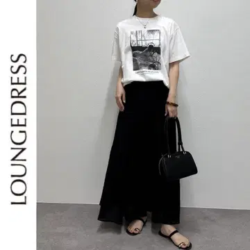 새상품 Loungedress 양류 티어드 스커트 라운지 드레스 블랙