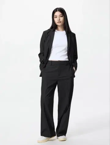 유니클로] 여성용 스마트 와이드 팬츠 BLACK L 사이즈