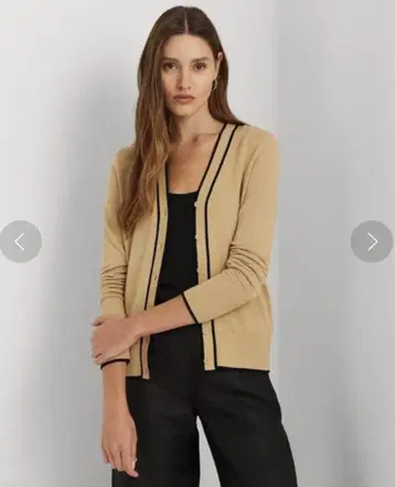 LAUREN RALPH LAUREN 투톤 코튼 블렌드 가디건