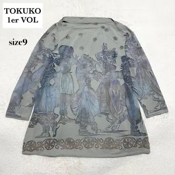 새상품급 TOKUKO 1er VOL 민족 시어 튜닉 보트넥 긴팔