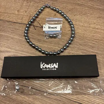 KANSAI 꽃진주 펄 세트 목걸이 & 귀찌 세트 그레이 미사용 새상품