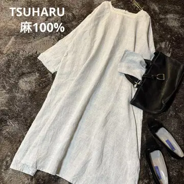 츠하루바이 사만사 모스모스 린넨 100% 레이스 롱 원피스 프리