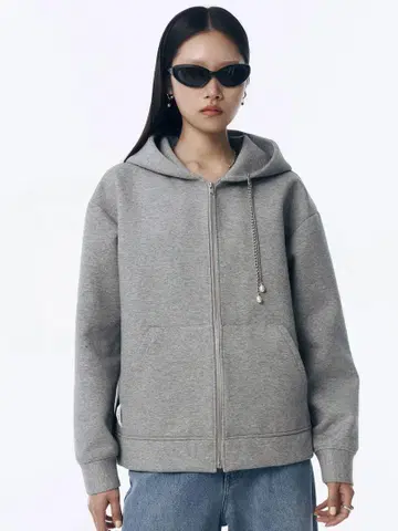 조젬 문 그레이 후드 부착 집업 후드티