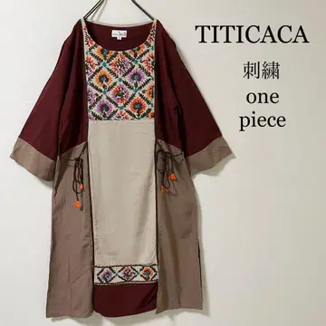 TITICACA 티티카카 자수 레트로 원피스 레이온 버건디