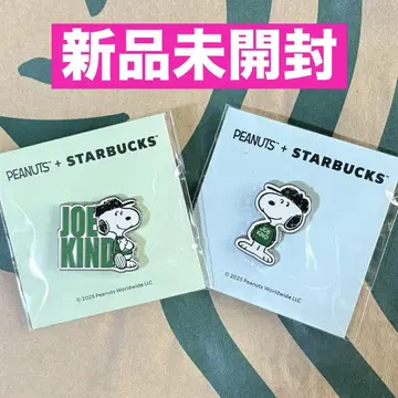 스타벅스 스누피 PEANUTS 핀 배지 2개 그린 블루
