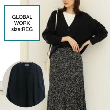 GLOBAL WORK 트리플 이지 V넥 가디건 블랙 REG