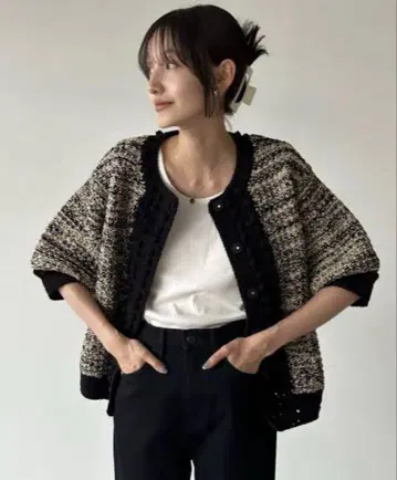 클라네 DOT LINE HALF SLEEVE KNIT CARDIGAN