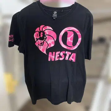 NESTA 티셔츠 XL 블랙 핑크 로고