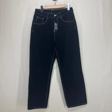 헤븐캔웨이트 자수 블랙 데님 팬츠 (블랙/S)