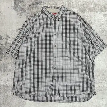 구제 의류 Wrangler 랭글러 체크 반팔 셔츠 화이트 그레이 3XL