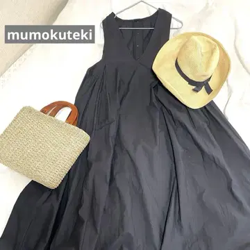 mumokuteki 2way 슬리브리스 롱 원피스