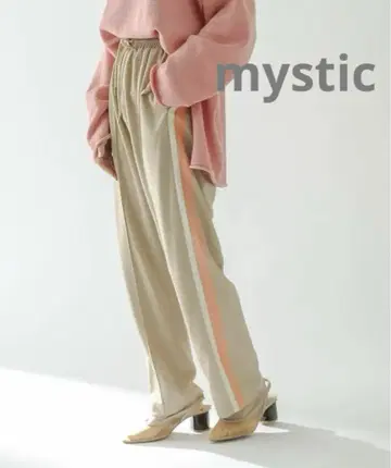 미스틱 저리 팬츠 핑크 라인 베이지 팬츠