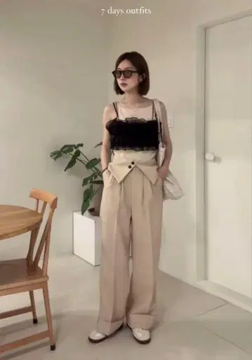 Eaphi 래핑 디자인 버튼 슬랙스