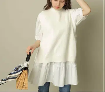 마이 스트라다 튜닉 티어드 블라우스 & 베스트 화이트