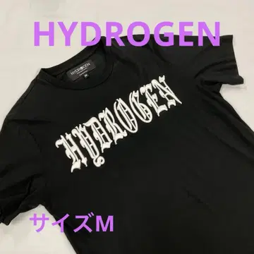 HYDROGEN 반팔 티셔츠 자수 블랙 M #1151