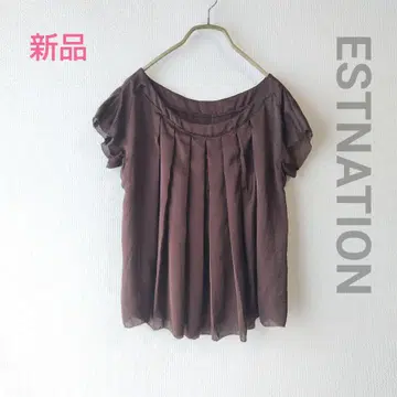 새상품 UMA ESTNATION 유마 에스트네이션 플리츠 블라우스 반팔