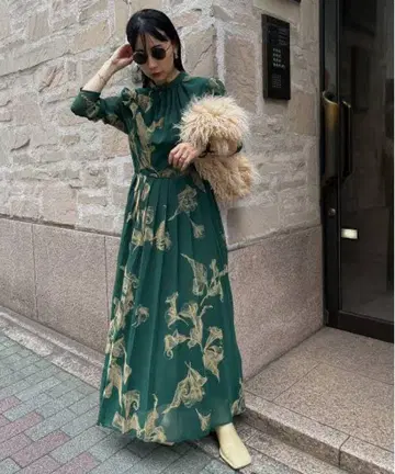 und calla flocky dress 그린 S 사이즈