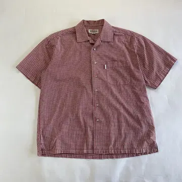 vintage 오픈 카라 체크 셔츠 짧은 길이 cityboy e182