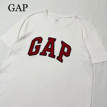 GAP 자수 로고 싱글 스티치 크루넥 티셔츠 화이트 얇은 소재 M