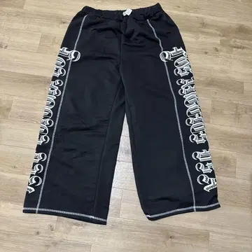 4L 블랙 프린트 와이드 팬츠