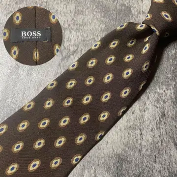 AN140 BOSS 보스 브라운 실크 넥타이