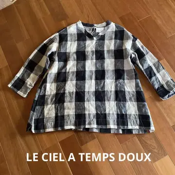 LE CIEL A TEMPS DOUX 블록 체크 린넨 100 블라우스