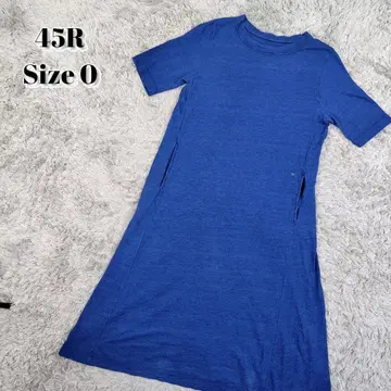 45R 인디고 롱 원피스 반팔 티셔츠 원피스 맥시 네이비 나염 A 라인