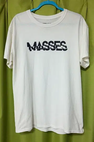 MASSES 변형 로고 티셔츠 L 사이즈 오버 사이즈 화이트 마시스