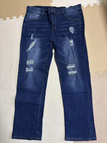 데미지 데님 청바지 다크 블루