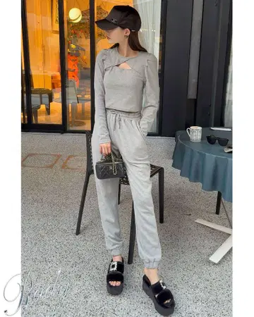 퍼프 슬리브 셋업 레이디