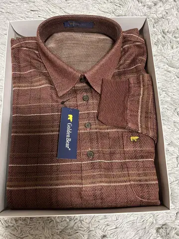 새상품! Golden Bear 긴팔 버튼 다운 셔츠 브라운 계열