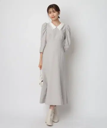 아푸와이저 리셰 비쥬 옷깃 머메이드 원피스 그레이