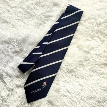 미사용급 일본 럭비 풋볼 협회 네이비 스트라이프 넥타이 JRFU