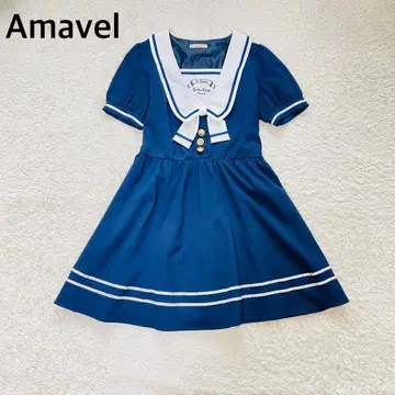 Amavel 아마벨 세일러 원피스 자수 리본