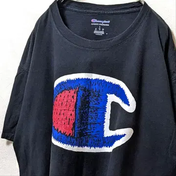 챔피온 빅 로고 티셔츠 블랙 검정 L 구제 의류