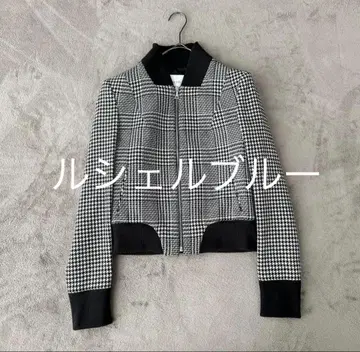 르 쉘 블루 * 하운드투스 체크 블루종 자켓 집업 울 *
