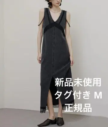 MEDI 2웨이 데님 느낌 레이스 도킹 드레스