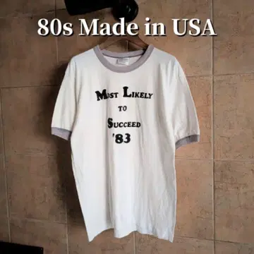 80s Hanes 링거 티셔츠 L